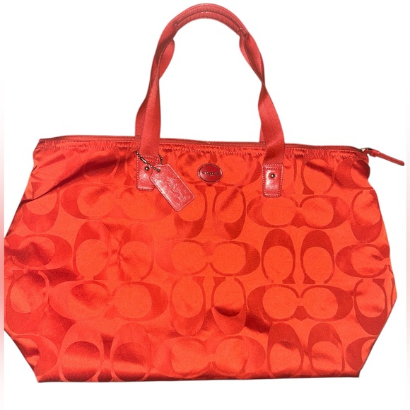 Coach Signature Getaway Nylon Tote Bag Set Orange - Picture 2 of 10